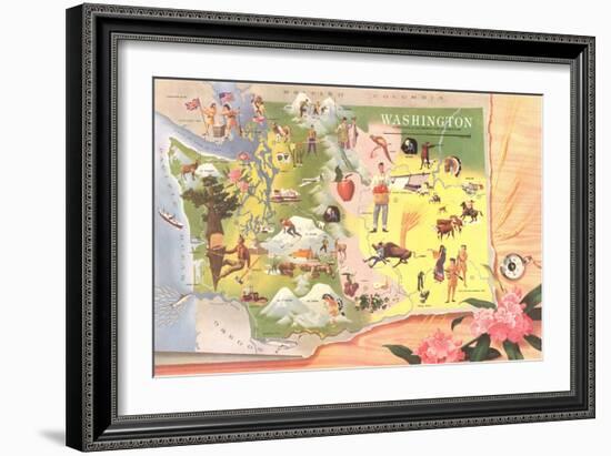 Map of Washington-null-Framed Art Print