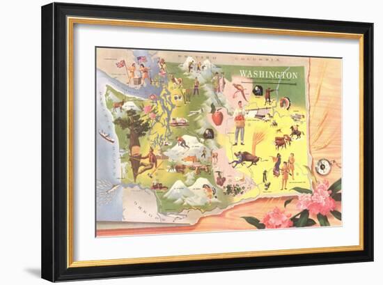 Map of Washington-null-Framed Art Print