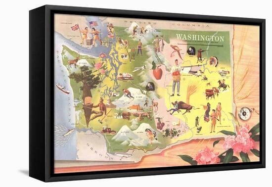 Map of Washington-null-Framed Stretched Canvas