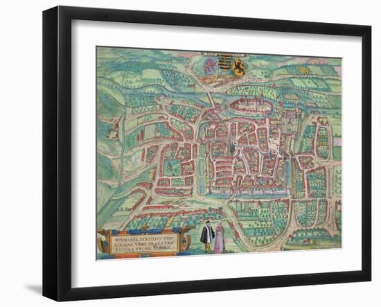 Map of Weimar, from "Civitates Orbis Terrarum" by Georg Braun and Frans Hogenberg circa 1572-1617-Joris Hoefnagel-Framed Giclee Print