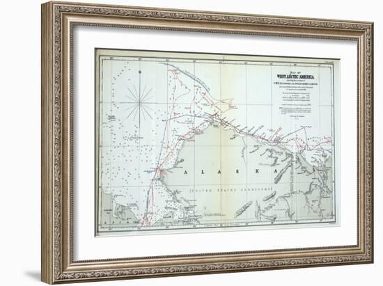 Map of West Arctic America Showing the Tracks of HMS Enterprise and Investigator in 1850-1854-null-Framed Giclee Print