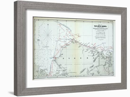 Map of West Arctic America Showing the Tracks of HMS Enterprise and Investigator in 1850-1854-null-Framed Giclee Print