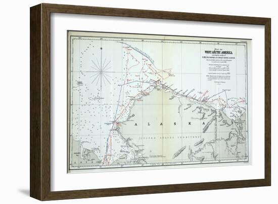 Map of West Arctic America Showing the Tracks of HMS Enterprise and Investigator in 1850-1854-null-Framed Giclee Print