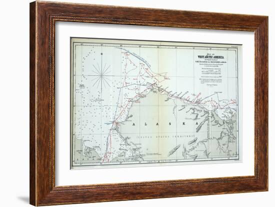 Map of West Arctic America Showing the Tracks of HMS Enterprise and Investigator in 1850-1854-null-Framed Giclee Print