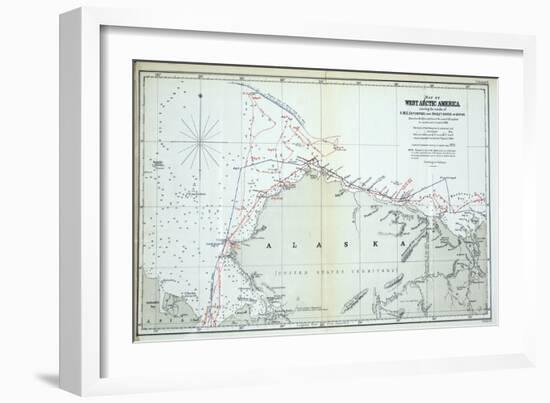 Map of West Arctic America Showing the Tracks of HMS Enterprise and Investigator in 1850-1854-null-Framed Giclee Print