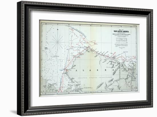 Map of West Arctic America Showing the Tracks of HMS Enterprise and Investigator in 1850-1854-null-Framed Giclee Print