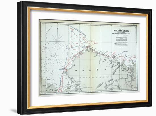 Map of West Arctic America Showing the Tracks of HMS Enterprise and Investigator in 1850-1854-null-Framed Giclee Print