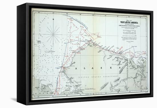 Map of West Arctic America Showing the Tracks of HMS Enterprise and Investigator in 1850-1854-null-Framed Premier Image Canvas