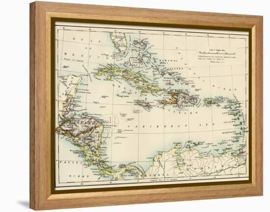 Map of West Indies and the Caribbean Sea, 1800s-null-Framed Premier Image Canvas