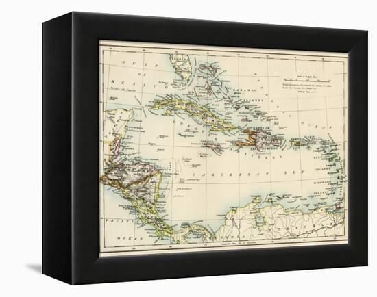 Map of West Indies and the Caribbean Sea, 1800s-null-Framed Premier Image Canvas