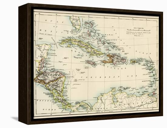 Map of West Indies and the Caribbean Sea, 1800s-null-Framed Premier Image Canvas