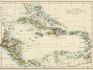 Map of West Indies and the Caribbean Sea, 1800s
