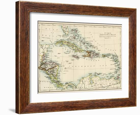 Map of West Indies and the Caribbean Sea, 1800s-null-Framed Giclee Print