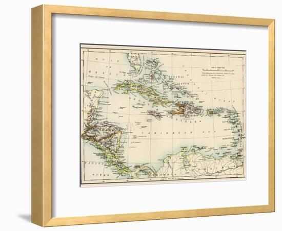 Map of West Indies and the Caribbean Sea, 1800s-null-Framed Giclee Print