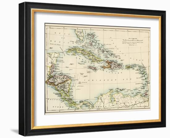 Map of West Indies and the Caribbean Sea, 1800s-null-Framed Giclee Print