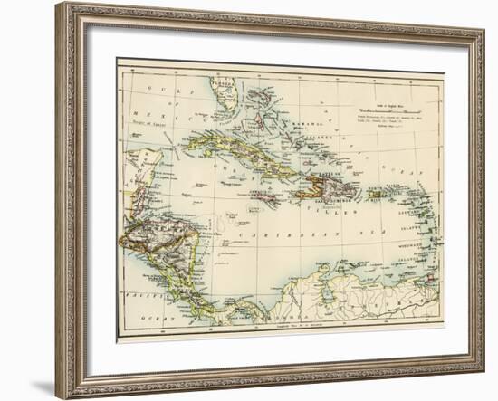 Map of West Indies and the Caribbean Sea, 1800s--Framed Giclee Print