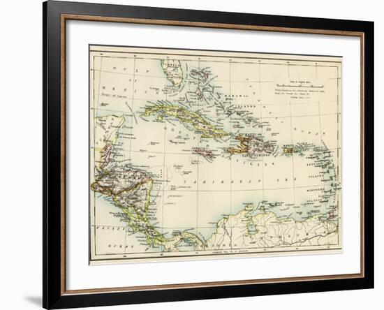 Map of West Indies and the Caribbean Sea, 1800s-null-Framed Giclee Print