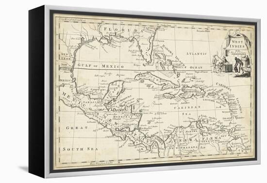 Map of West Indies-T. Jeffreys-Framed Stretched Canvas