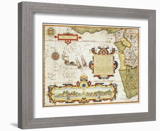 Map of Western Africa by Arnold Florent van Langren after Jan Huygen van Linschoten-Stapleton Collection-Framed Giclee Print