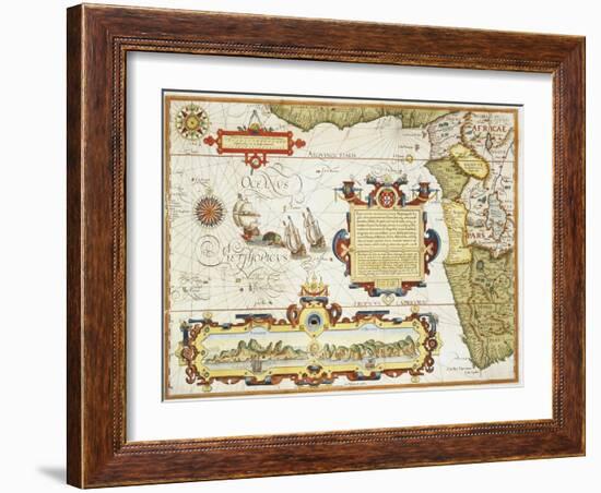 Map of Western Africa by Arnold Florent van Langren after Jan Huygen van Linschoten-Stapleton Collection-Framed Giclee Print