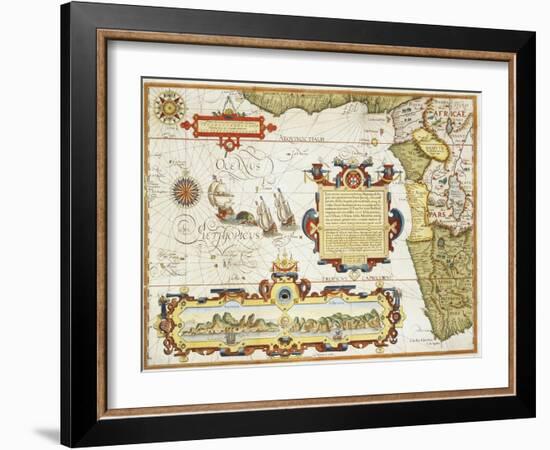 Map of Western Africa by Arnold Florent van Langren after Jan Huygen van Linschoten-Stapleton Collection-Framed Giclee Print