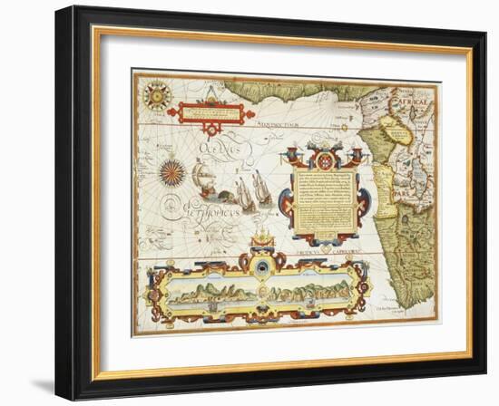 Map of Western Africa by Arnold Florent van Langren after Jan Huygen van Linschoten-Stapleton Collection-Framed Giclee Print