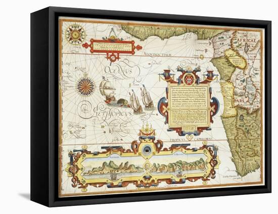 Map of Western Africa by Arnold Florent van Langren after Jan Huygen van Linschoten-Stapleton Collection-Framed Premier Image Canvas