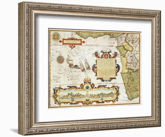 Map of Western Africa by Arnold Florent van Langren after Jan Huygen van Linschoten-Stapleton Collection-Framed Giclee Print