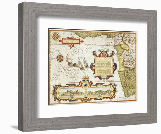 Map of Western Africa by Arnold Florent van Langren after Jan Huygen van Linschoten-Stapleton Collection-Framed Giclee Print