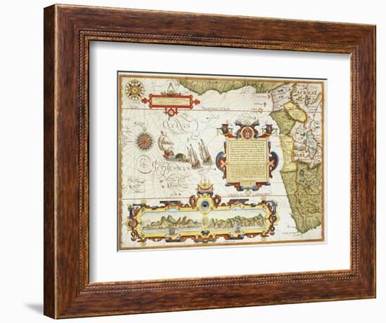 Map of Western Africa by Arnold Florent van Langren after Jan Huygen van Linschoten-Stapleton Collection-Framed Giclee Print