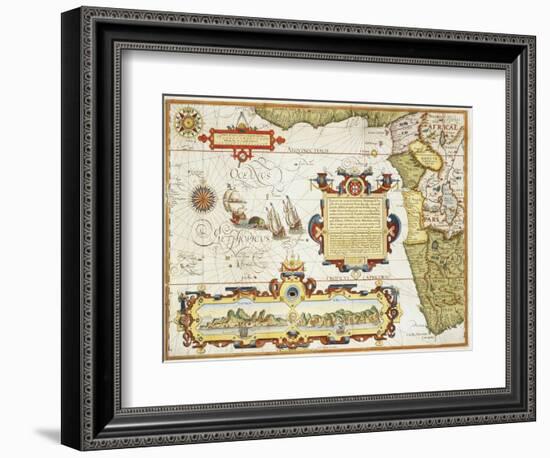 Map of Western Africa by Arnold Florent van Langren after Jan Huygen van Linschoten-Stapleton Collection-Framed Giclee Print