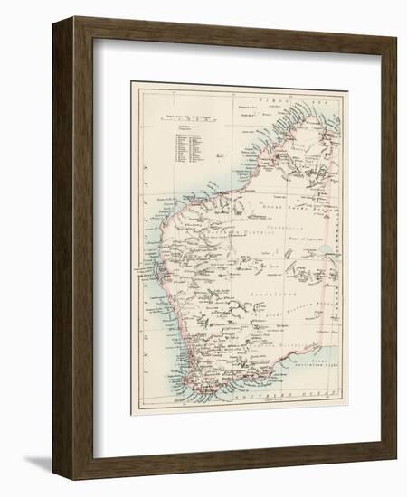 Map of Western Australia, 1870s-null-Framed Giclee Print