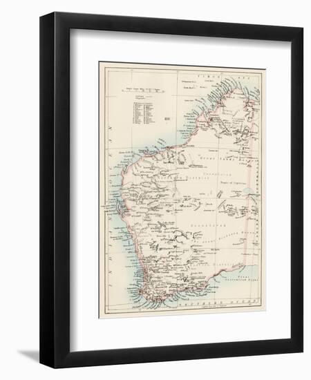 Map of Western Australia, 1870s-null-Framed Giclee Print