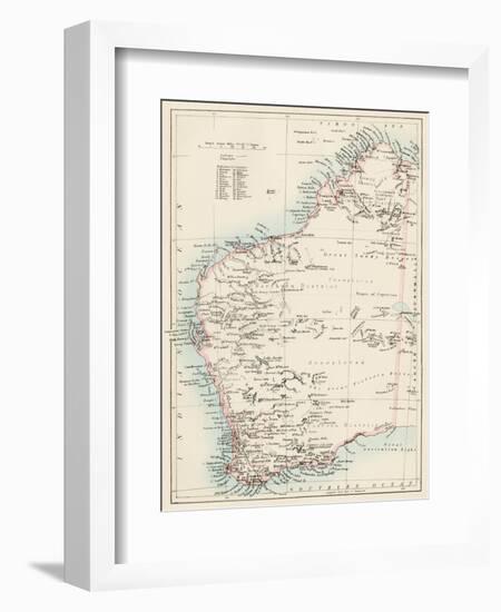 Map of Western Australia, 1870s-null-Framed Giclee Print