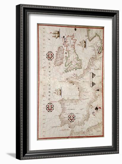 Map of Western Europe, 1590-Science Source-Framed Giclee Print