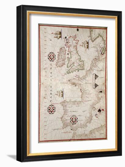 Map of Western Europe, 1590-Science Source-Framed Giclee Print