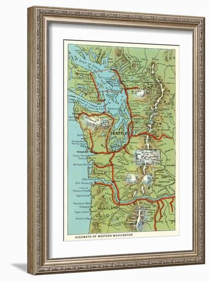 Map of Western Washington-null-Framed Art Print