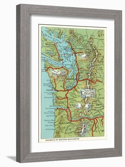 Map of Western Washington-null-Framed Art Print