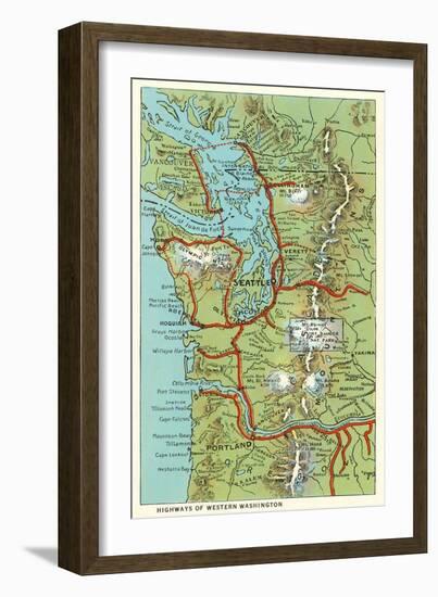 Map of Western Washington-null-Framed Art Print