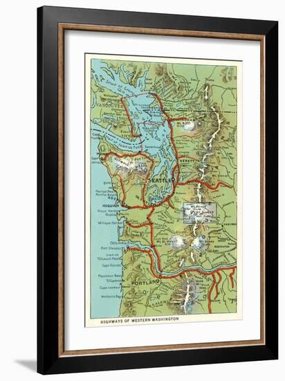 Map of Western Washington-null-Framed Art Print