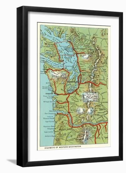 Map of Western Washington-null-Framed Art Print