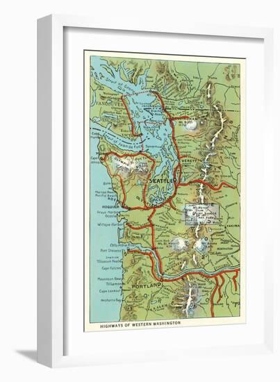 Map of Western Washington-null-Framed Art Print