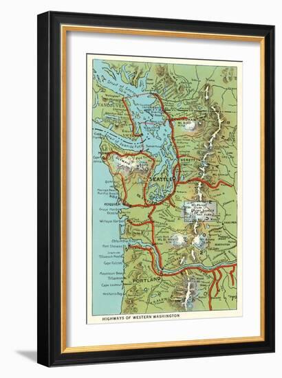 Map of Western Washington-null-Framed Art Print