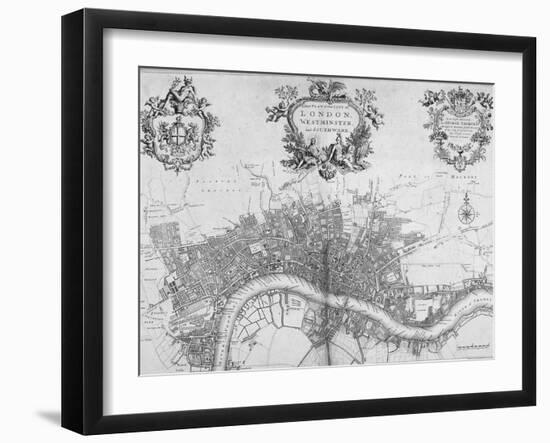 Map of Westminster, the City of London and Southwark, 1720-null-Framed Giclee Print