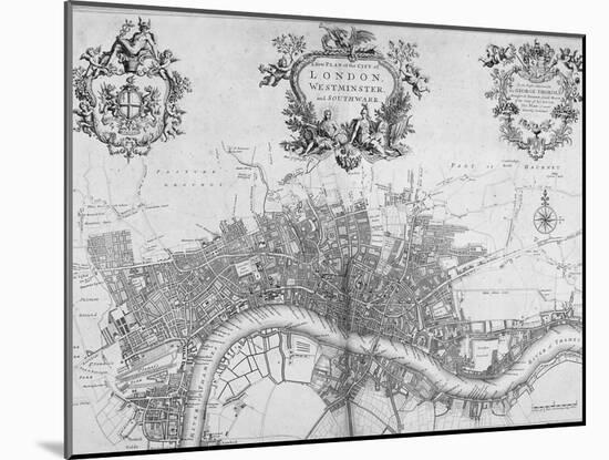 Map of Westminster, the City of London and Southwark, 1720-null-Mounted Giclee Print