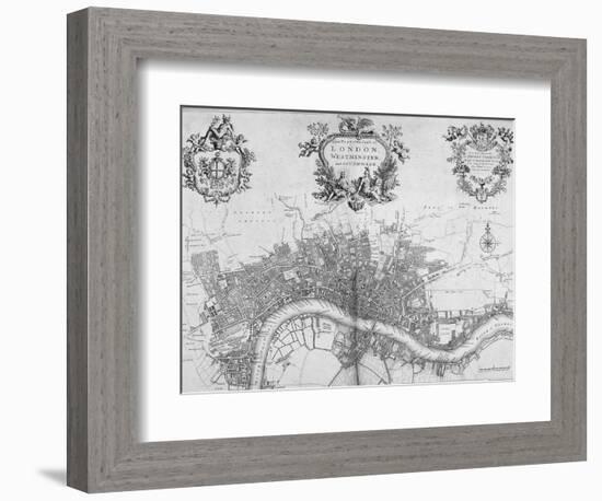 Map of Westminster, the City of London and Southwark, 1720-null-Framed Giclee Print