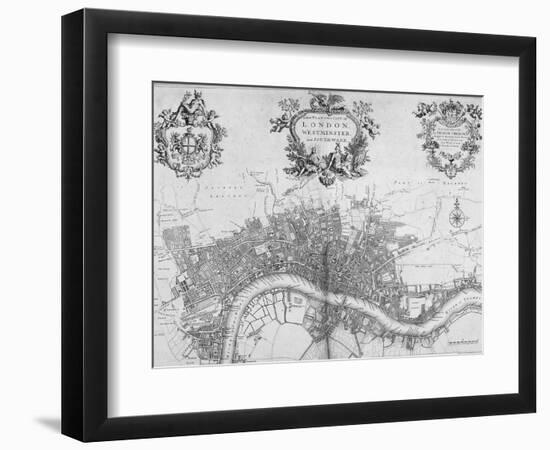 Map of Westminster, the City of London and Southwark, 1720-null-Framed Giclee Print