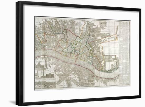 Map of Westminster, the City of London, Southwark and Surrounding Areas, 1743-null-Framed Giclee Print