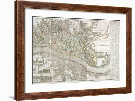 Map of Westminster, the City of London, Southwark and Surrounding Areas, 1743-null-Framed Giclee Print