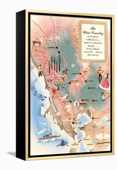 Map of Wine Country-null-Framed Stretched Canvas